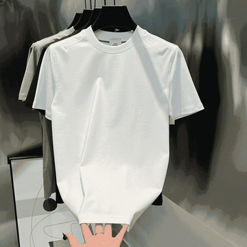 簡約輕奢 液氨棉 高品質 2025 春夏 男士 拼接 圓領 T恤 百搭 styles