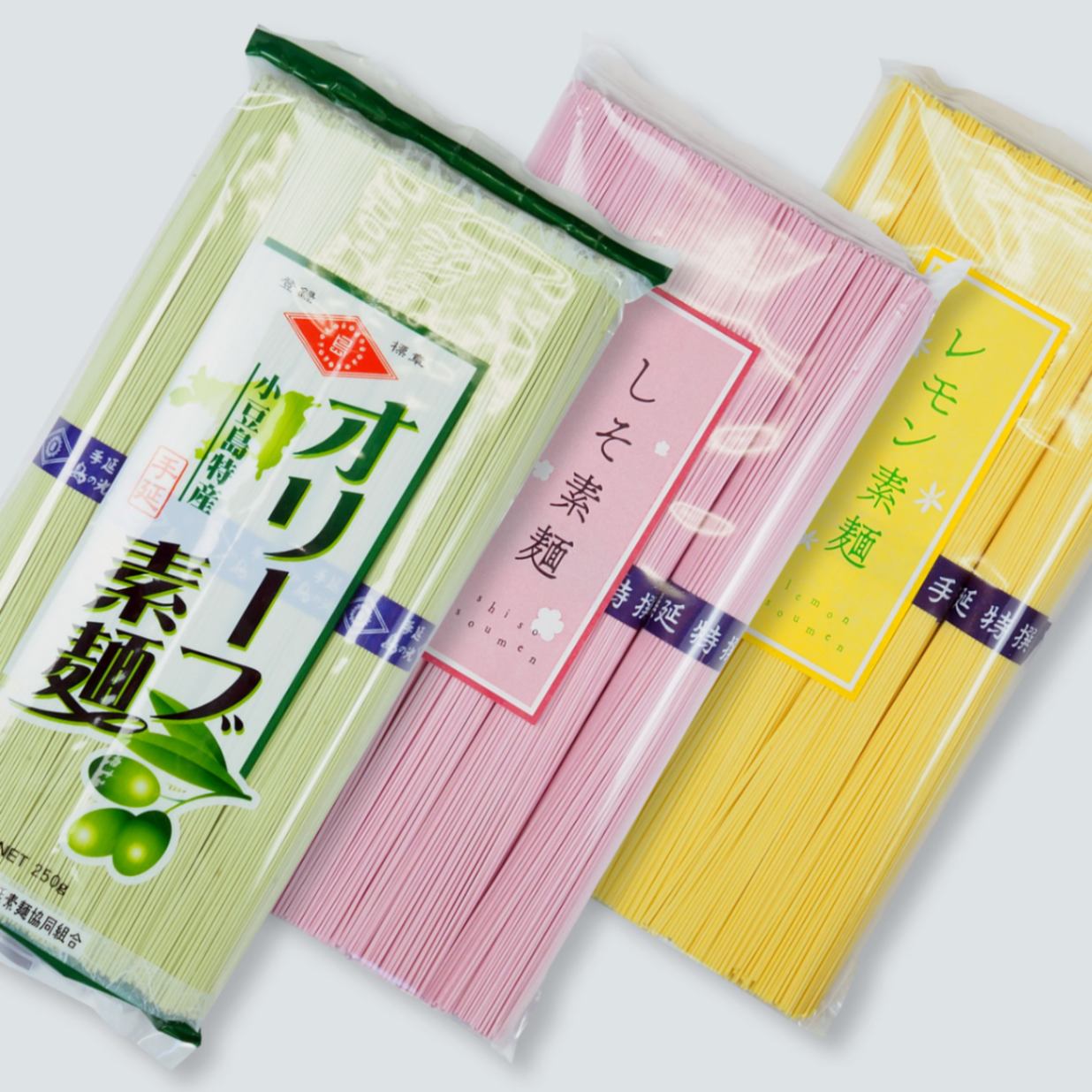 小豆島手延素麺 3色素麺単品3袋セット 750g メール便送料無料