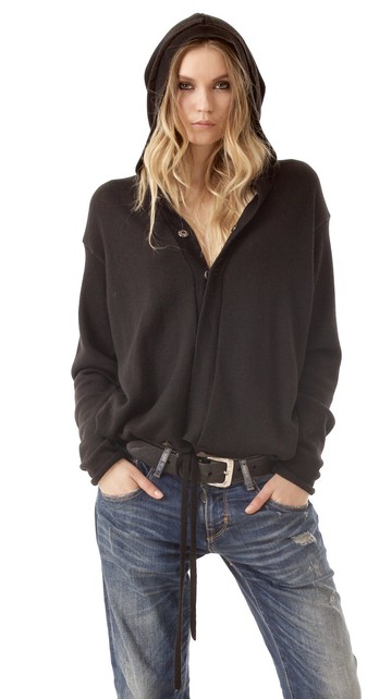 MYLENE 黑色羊毛連帽針織外套