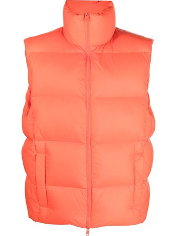 MSGM - padded zip gilet - men - Polyamide/Polyamide/Duck Feathers - 48 - Orange