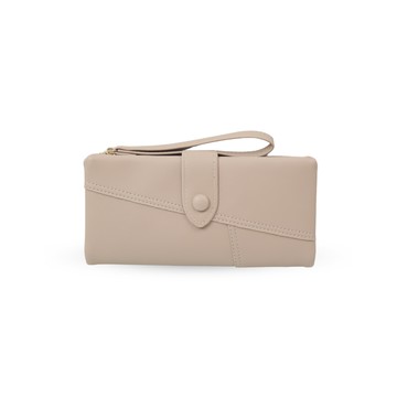 Soirée  典雅對折長夾-奶茶色 多卡位收納 人氣女用皮夾 女夾鈔票卡片零錢收納包