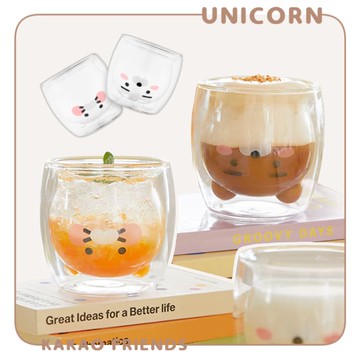 現貨-韓國代購Kakao Friends 萊恩春植雙層造型玻璃杯 造型杯 杯子 公仔杯 水杯 飲料杯 Ryan Unicorn