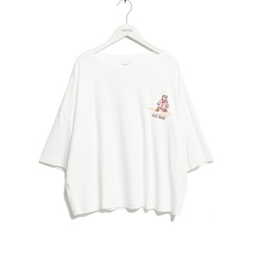 SOMETHING｜女裝｜旅行貓六分袖寬版T恤