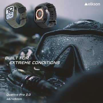 elkson AppleWatch Ultra1-3 QuattroPro一體成形軍規錶帶+鋼化膜