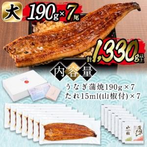 ふるさと納税 日ノ本一の鰻の蒲焼き＜大＞7尾セット(計1,330g以上) f0-034 鹿児島県志布志市