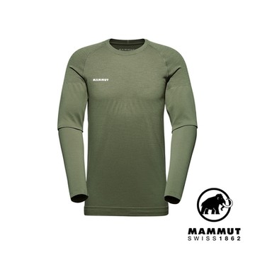 【Mammut長毛象】 Trift Longsleeve Men 羊毛混紡長袖排汗衣 沼澤綠 男款 #1016-01070