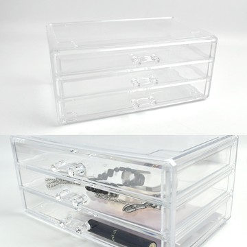 透明收納盒 3層抽屜飾品盒【NAWA102】