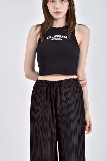 加購優惠(M) fifty percent質感修身短版無袖黑色上衣