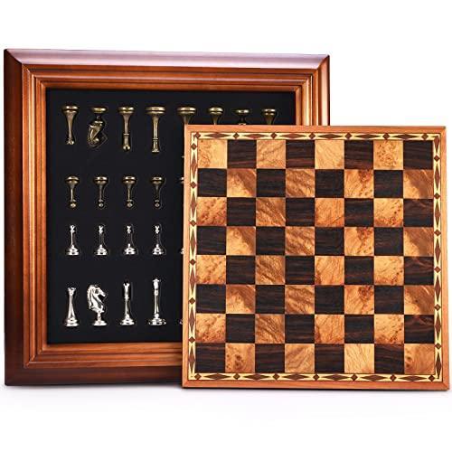 チェス チェスト |AMEROUS 14 inches Wooden Chess Set with Metal Chess Pieces   2.5'