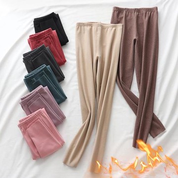 德絨無痕女保暖褲秋冬自發熱高腰內穿秋褲大碼加絨加厚修身打底褲