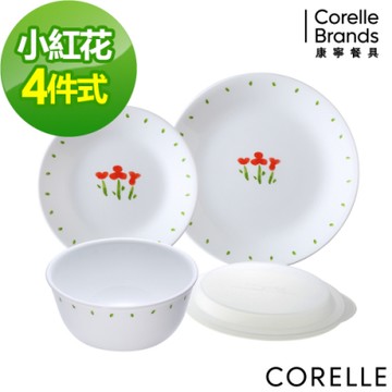 【美國康寧】CORELLE小紅花4件式餐具組-D05