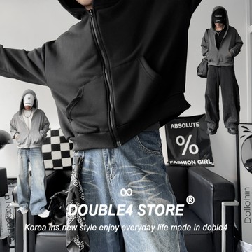 【DOUBLE4】BOXY 短寬版棉外套 內刷毛 挺版 大帽 大絨布 短版外套 2541