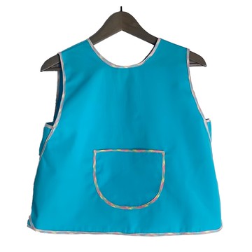 素色葫蘆型滾邊花紋輕便圍兜  Cotton35%+Polyester65%  10號  藍