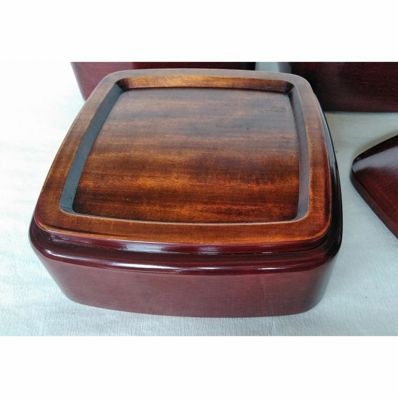 木製 重箱 本漆塗 後藤塗 角三段重 6寸 18cm 内すり漆 香川漆器 弁当箱 香川漆器の重箱 【砥部工房 からくさ】