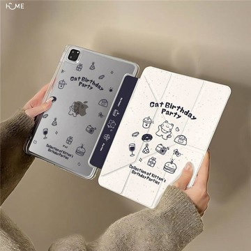 線條小奶貓3+Y折ipadMINI7平板pro11寸A16保護殼12代air7/8保護套