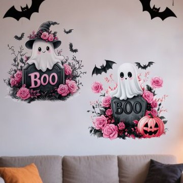 【MR.ZAKKA】創意萬用裝飾貼紙-萬聖節主題 可愛卡通小幽靈 2款任選 居家布置 DIY可移式壁貼 無痕壁貼 牆貼