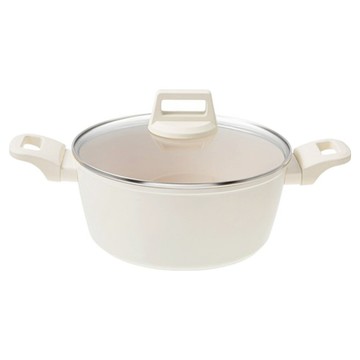 VILIVIN IH電磁爐適用 鑄造雙耳湯鍋  1個  24cm  奶油白