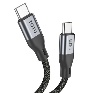 TOTU Type-C TO Type-C PD 1M 充電傳輸編織線 QC4.0 金彩系列 灰色 支援 iPhone 16/15 快充