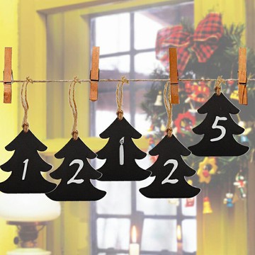 聖誕 雙面小黑板掛飾 (10入) 吊飾 含掛繩 留言卡 粉筆書寫 派對佈置 裝飾 耶誕節【BlueCat】【XM0690】