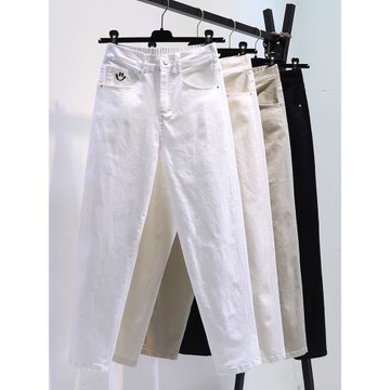 小個子牛仔褲女寬松哈倫褲2025年春秋季新款高腰顯瘦蘿卜老爹褲子