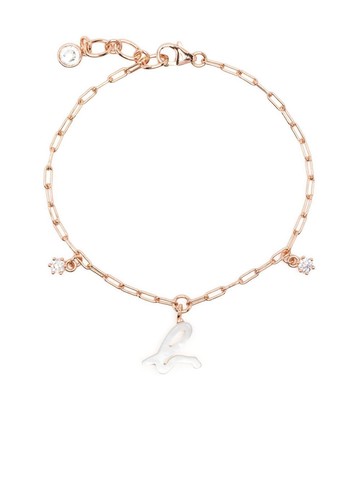 agnès b. - logo-pendant chain bracelet - women - Sterling Silver/Metal (Other) - One Size - Pink