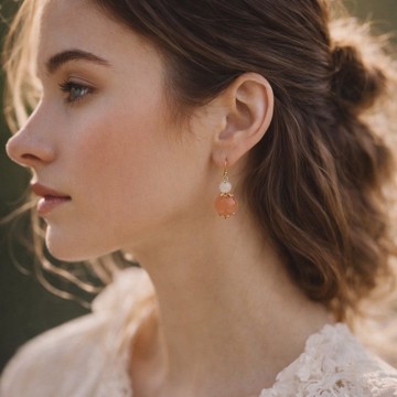 入門款朝氣太陽石14K金小圓墜耳環