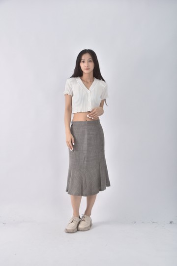 (M) jefen亞麻傘裙灰色長裙