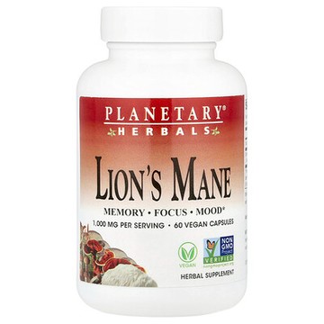 Planetary Herbals, 猴頭菇，60 粒全素膠囊（每粒膠囊 500 毫克）