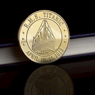 泰坦尼克號鍍金幣紀念章 Titanic電影視徽章章收藏硬幣創意裝飾