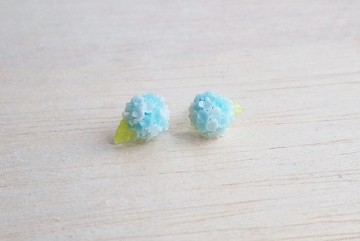 藍白雙色繡球花 純銀耳環/耳夾