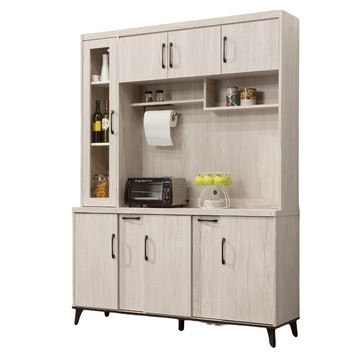 【MUNA 家居】炭燒白橡色5尺木面餐櫃全組/L550-1