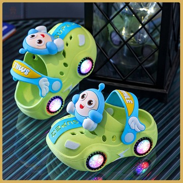 🧸百搭童鞋🧸兒童拖鞋夏女寶寶小車髮亮燈光室內軟底防滑涼拖鞋男童蛋仔洞洞鞋 JGHC