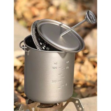 鈦合金法壓咖啡壺戶外野營咖啡杯折疊寬口泡茶便攜辦公旅行精致杯