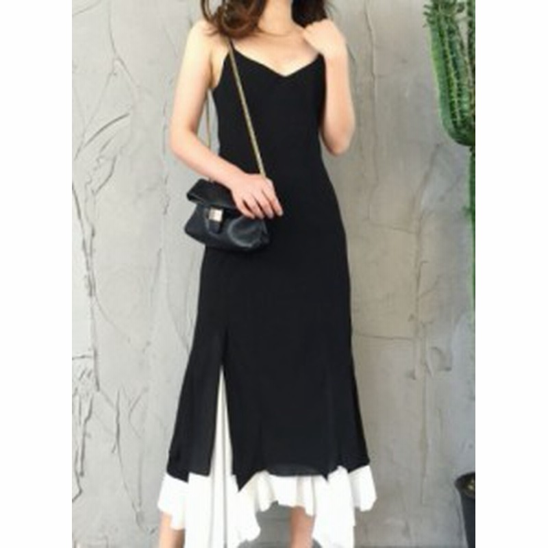 ロングワンピース レイヤード キャミソール マキシ丈 夏 裾フリル 通販 Lineポイント最大1 0 Get Lineショッピング