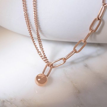 [鈦鋼]MARIGOLD時光錯落項鍊【KMD357】-玫瑰金