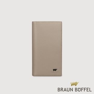 【BRAUN BUFFEL 德國小金牛】台灣總代理 艾康-A1 18卡兩折長夾-杏色/BF582-631-HM
