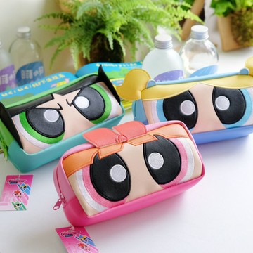 《飛天小女警》🇯🇵日本商品 皮質電繡立體收納包 筆袋 化妝包 The Powerpuff Girls