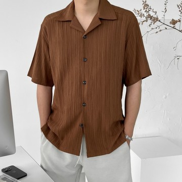 正韓夏日清涼百褶開領短袖襯衫 3色 YUPPIE 預購商品 0819