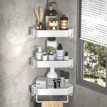 工廠直銷 免運 置物架 浴室毛巾架 收納架 壁掛架 陶市衛生間置物架浴室廁所免打孔三角墻上壁掛收納洗澡洗漱臺架子特惠/開立發票 售後保障 特價K1219