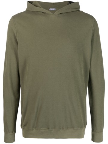 Zanone - cotton long-sleeved hoodie - men - Cotton - 56 - Green