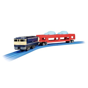 TAKARA TOMY PLARAIL 鐵道王國 S-34 自動車運搬列車 619093  藍色車頭/紅色車廂  1盒  410 x 70 x 40mm