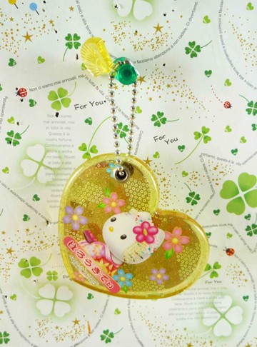 【震撼精品百貨】Hello Kitty 凱蒂貓-摺疊鏡-黃心和風