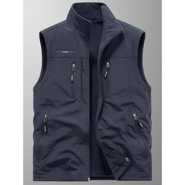 男士釣魚攝影速干多口袋馬甲戶外春秋加絨雙面穿背心外套無袖坎肩