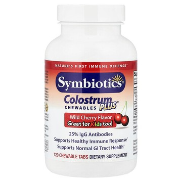 Symbiotics, Colostrum Plus® 牛初乳咀嚼片，野櫻桃味，120 粒咀嚼片