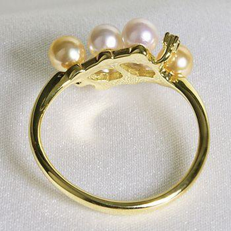 2極タイプ 【受注発注品】あこや真珠 ベビーパール6粒 パールリング