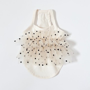 狗狗衣服/背薄紗吊帶背心_奶油色