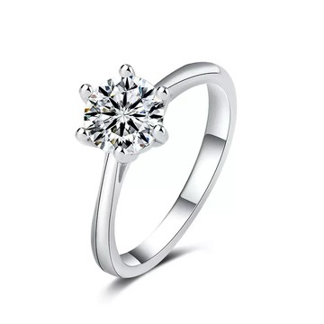 Sweet Air  通體純銀 M50 S925純銀 D色 一克拉 莫桑鑽純銀戒指 鑽戒 六爪鑲鑽 可調整戒圍