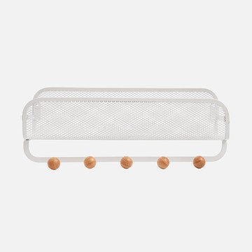 Home Zone 北歐風烤漆鐵網掛勾置物盒 31.3x11.7x12.4cm