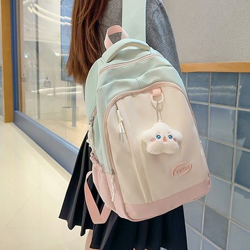特價💡少女撞色書包ins小衆女高中生輕便大容量旅行雙肩包 可愛休閒背包背包  後背包 雙肩包 書包 輕量化背包 EZZR