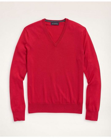 Brooks Brothers Men's Big & Tall Merino Wool V-Neck Sweater | Light Red | Size 4X